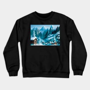 Christmas Scene - Log Cabins in the Snow Crewneck Sweatshirt